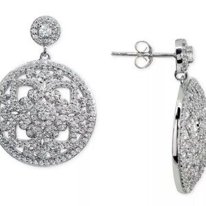 Floral Openwork  Disc Drop Earrings